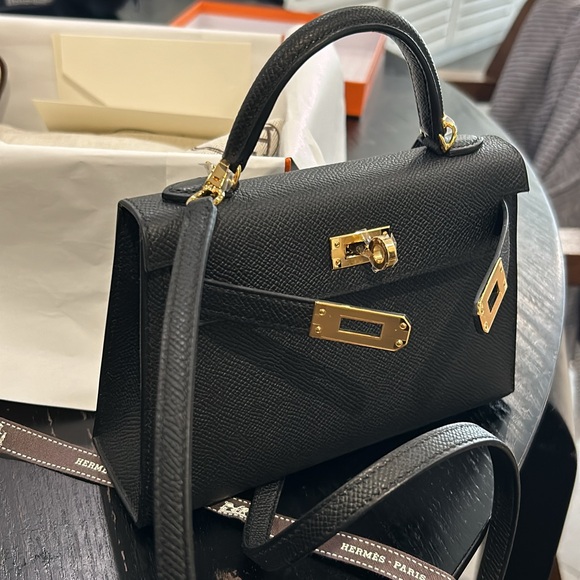 BNIB black mini Kelly Hermes GHW 2024 authentic with box and papers - Picture 2 of 2